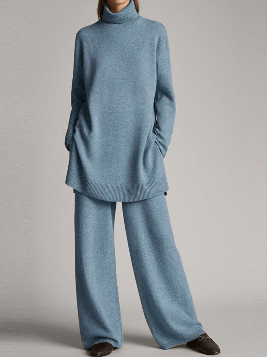 Gina Women's Lounge Set | Soft Turtleneck & Wide-Leg Pants 4
