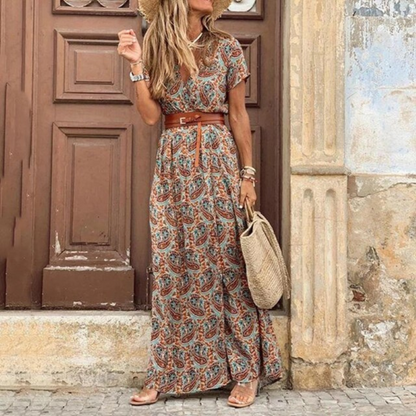 Gina Women's Maxi Dress | Floral Pattern, Belted Summer Style 3