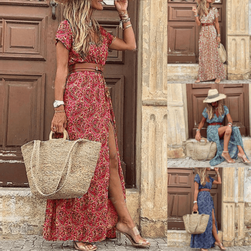 Gina Women's Maxi Dress | Floral Pattern, Belted Summer Style 5