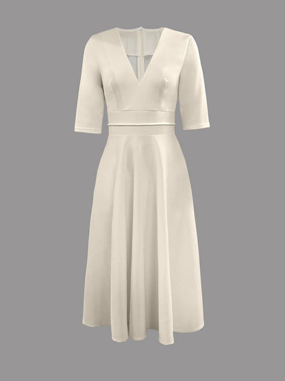 Gina Women's Midi Dress | Flared White Cocktail Dress for Special Occasions 4