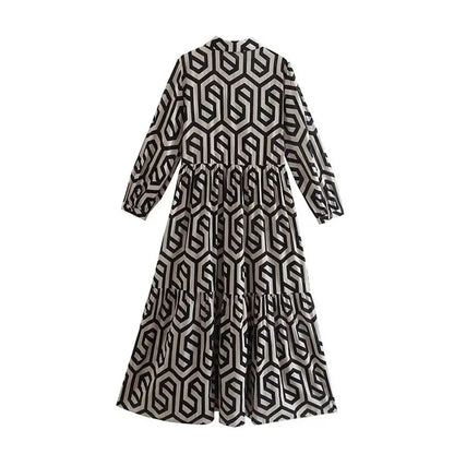 Gina Women's Midi Dress | Geometric Print, V-Neck Summer Dresses 4
