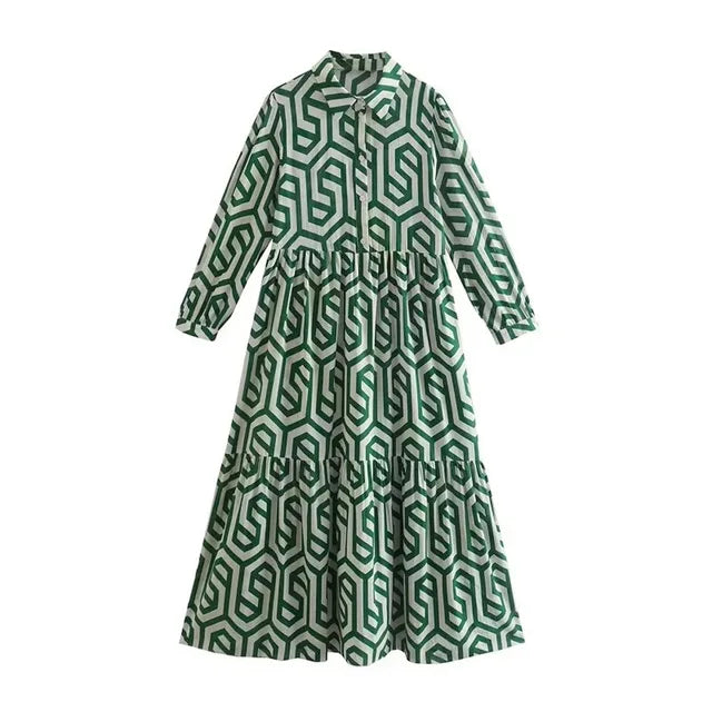Gina Women's Midi Dress | Geometric Print, V-Neck Summer Dresses 8