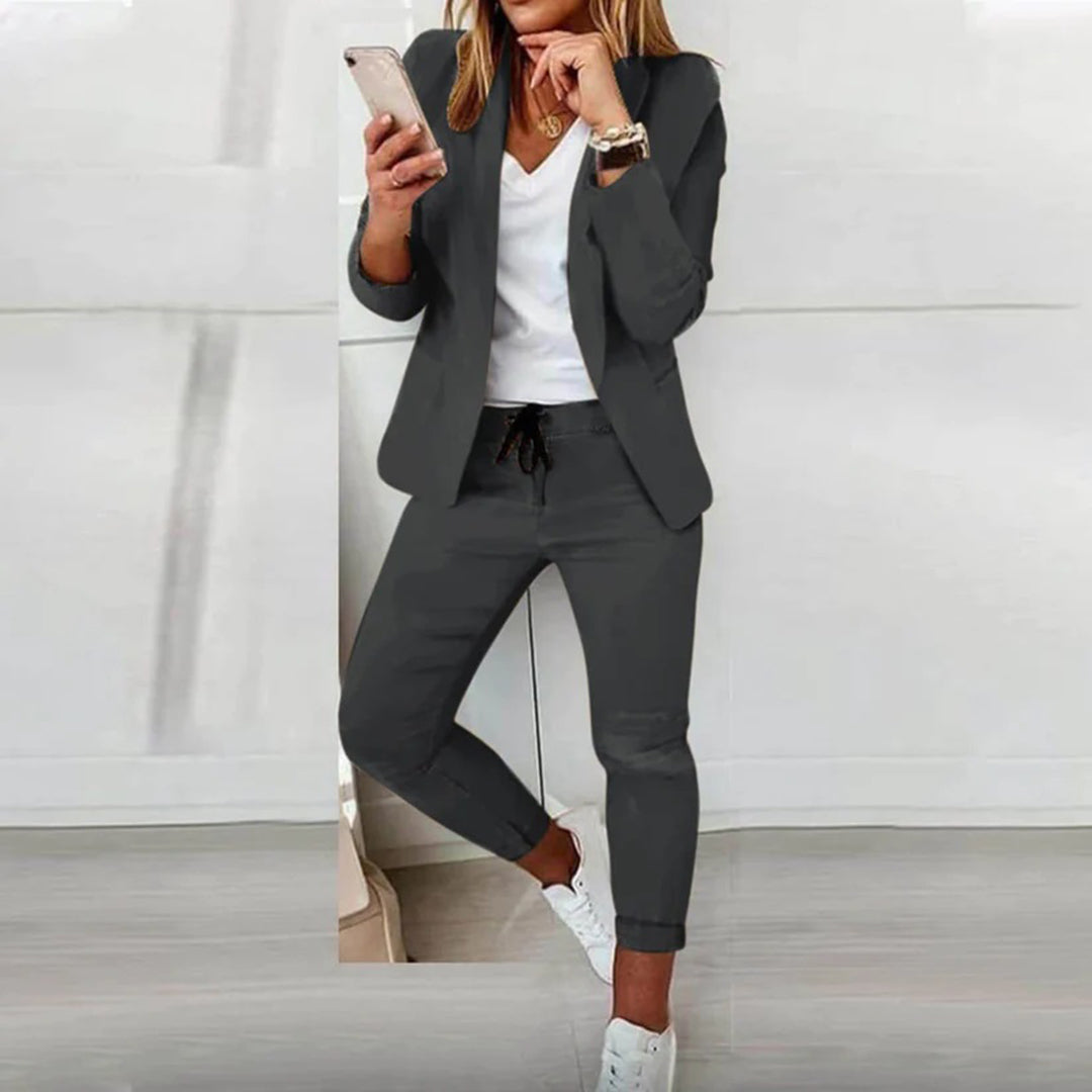 Gina Women's Outfit | Chic Blazer and Jogger Pants Set, Comfortable Style 3