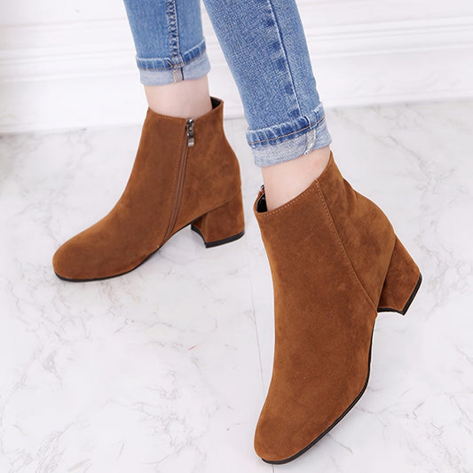 Gina Women's Short Boots | Classic Block Heel, Versatile Style 1