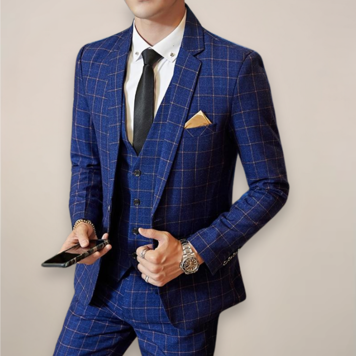 Graham Men's Suit | Stylish Plaid Three Piece Design 0