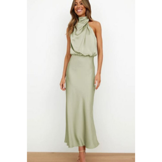 Hana Women's Evening Dress | Halter Neck, Midi Length 1