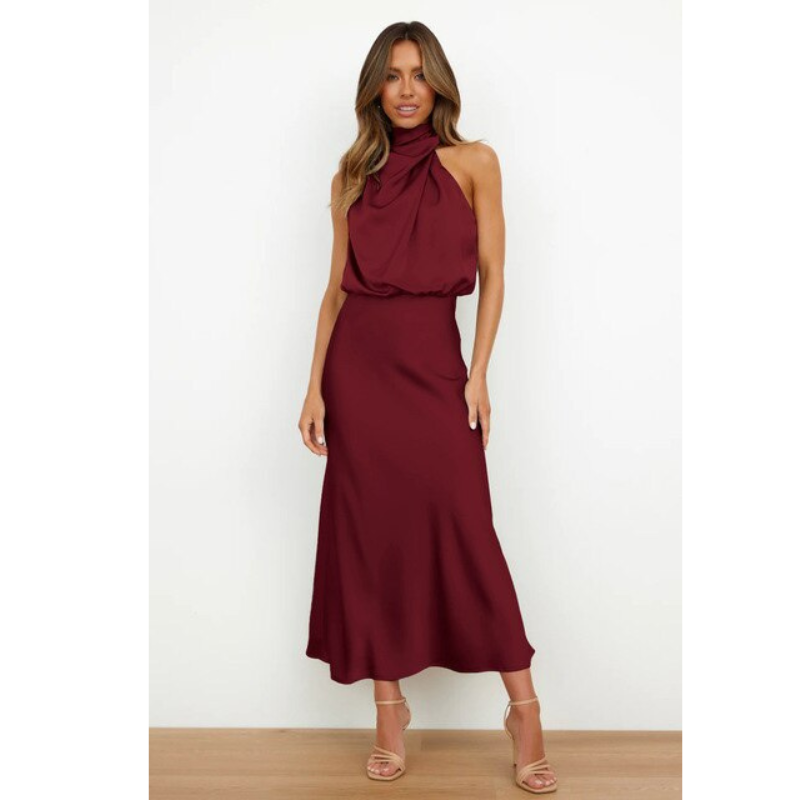 Hana Women's Evening Dress | Halter Neck, Midi Length 3