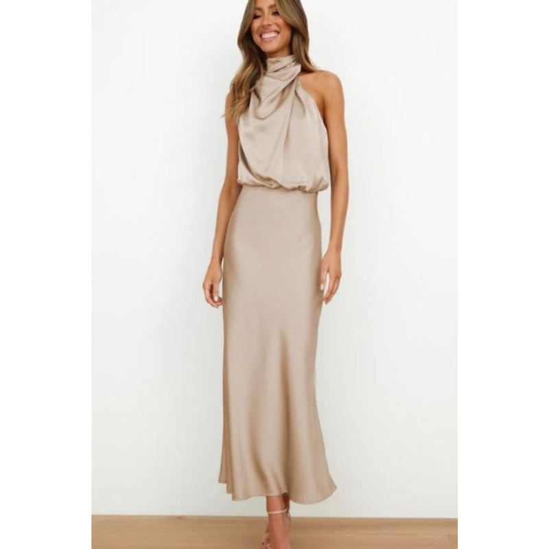 Hana Women's Evening Dress | Halter Neck, Midi Length 6