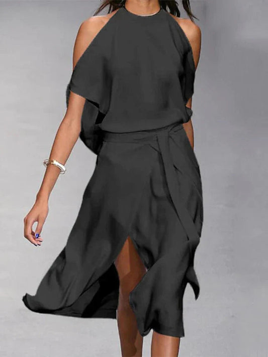 Hana Women's Midi Dress | Flattering Halterneck, Summer Style 1