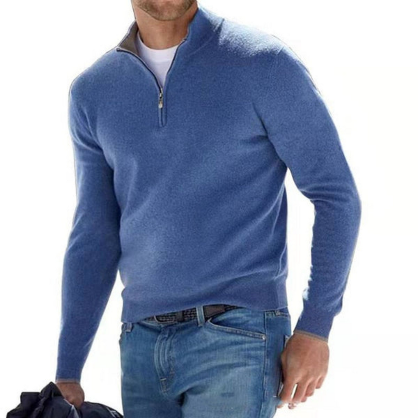 Haven Men's Sweater | V-Neck with Zip Design, Comfortable Fit 2