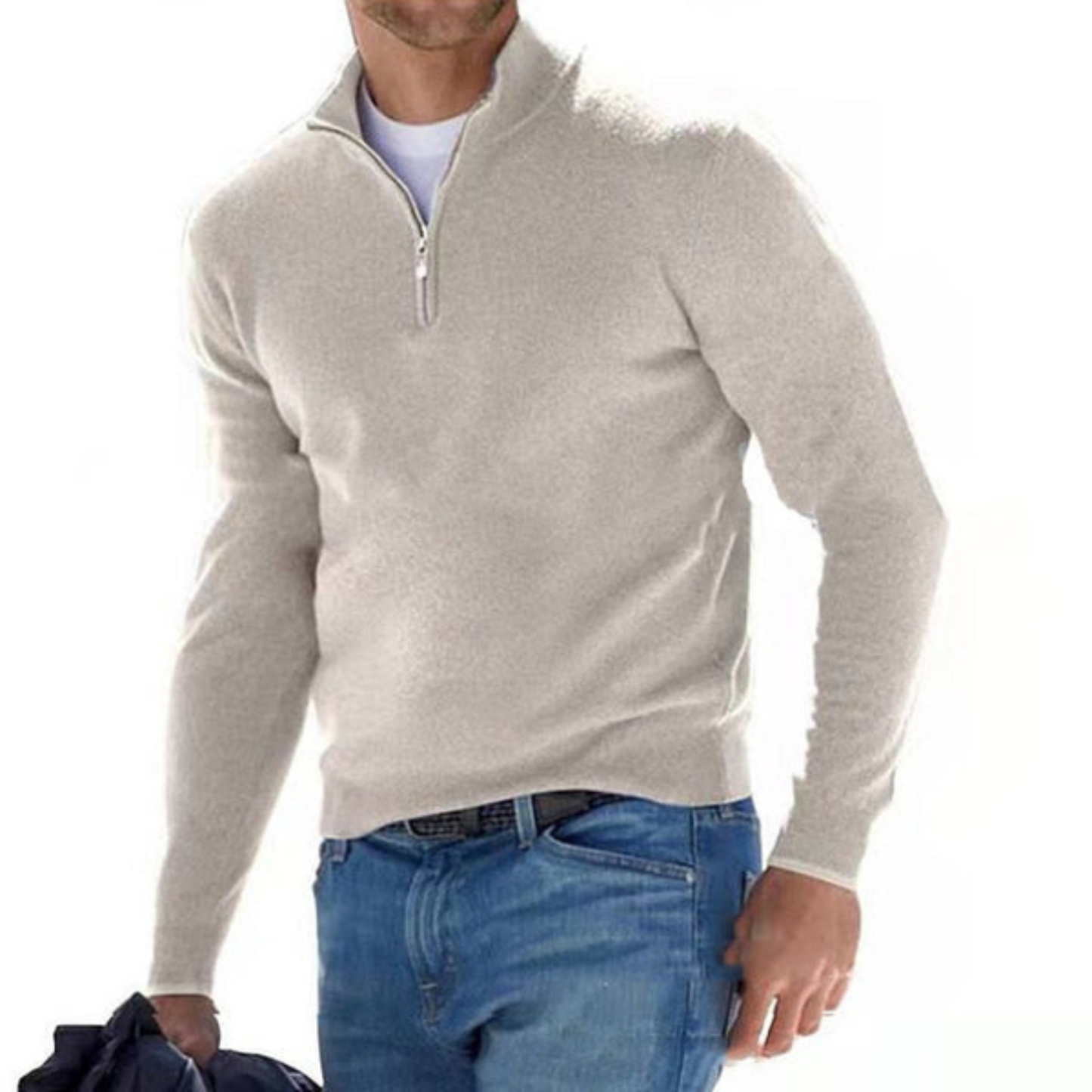 Haven Men's Sweater | V-Neck with Zip Design, Comfortable Fit 3