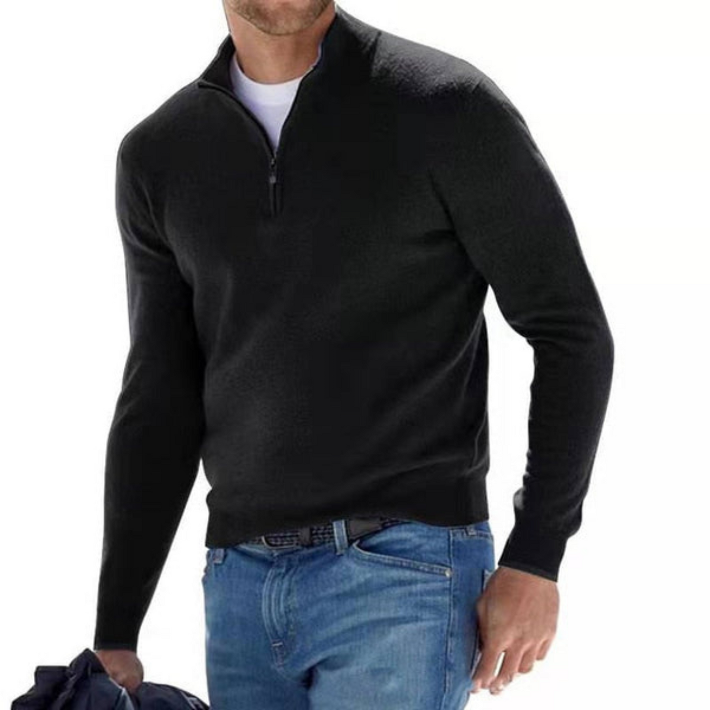Haven Men's Sweater | V-Neck with Zip Design, Comfortable Fit 4