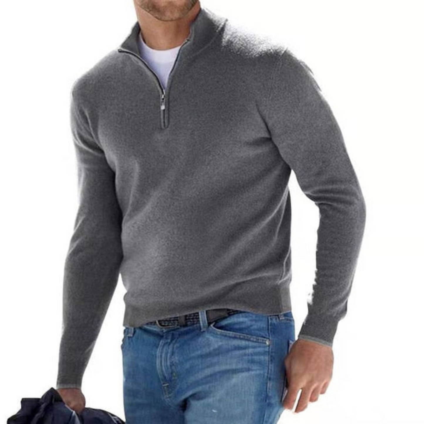 Haven Men's Sweater | V-Neck with Zip Design, Comfortable Fit 5