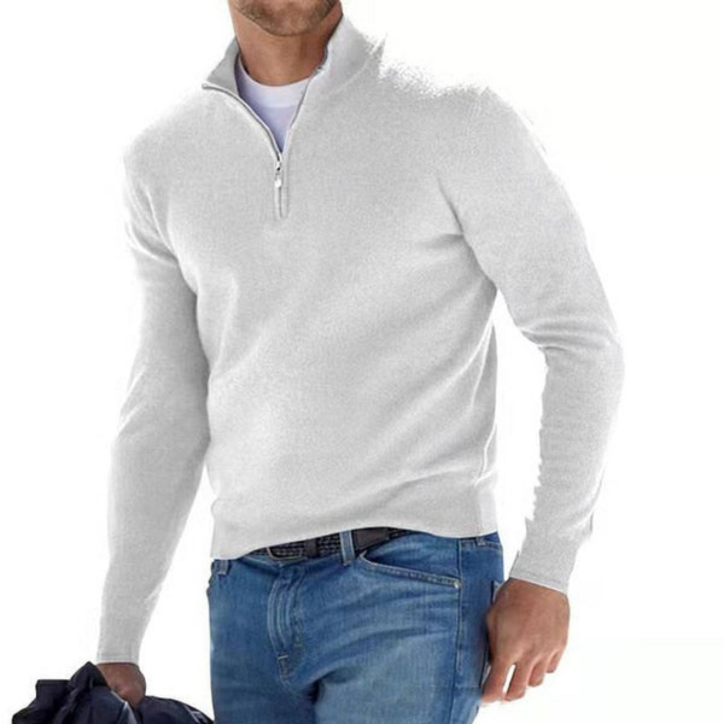 Haven Men's Sweater | V-Neck with Zip Design, Comfortable Fit 6