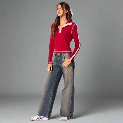 Haven Women's Low Rise Jeans | Comfortable Denim, Wide Leg Fit 2