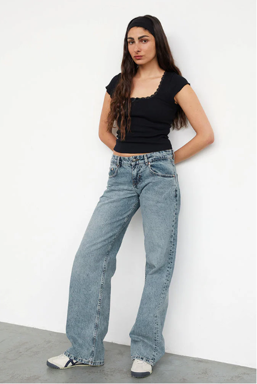 Haven Women's Low Rise Jeans | Comfortable Denim, Wide Leg Fit 3