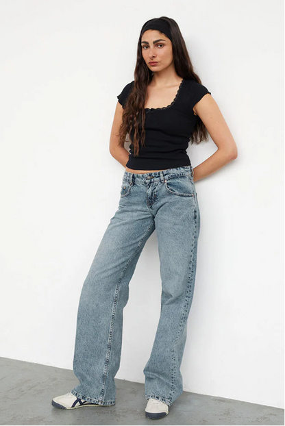 Haven Women's Low Rise Jeans | Comfortable Denim, Wide Leg Fit 3