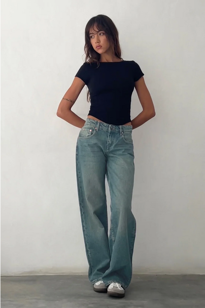 Haven Women's Low Rise Jeans | Comfortable Denim, Wide Leg Fit 7