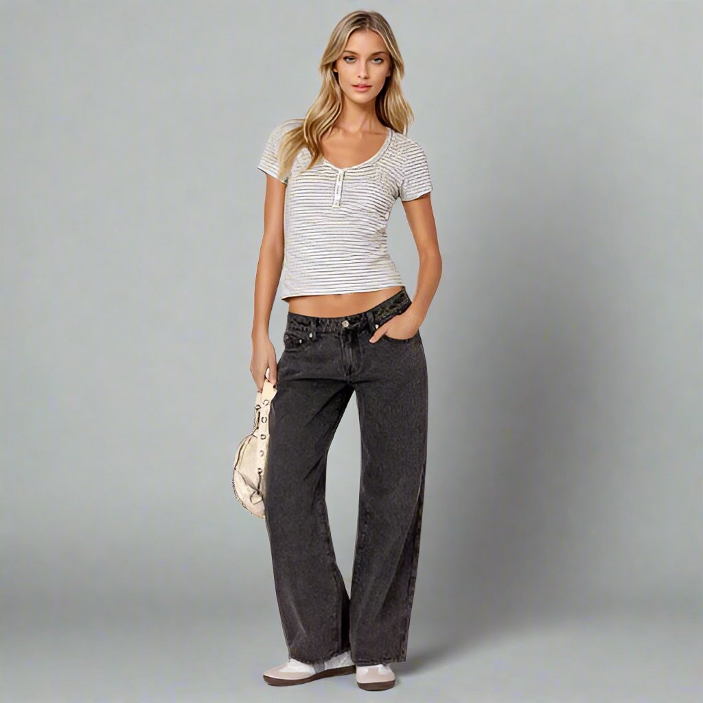 Haven Women's Low Rise Jeans | Comfortable Denim, Wide Leg Fit 9