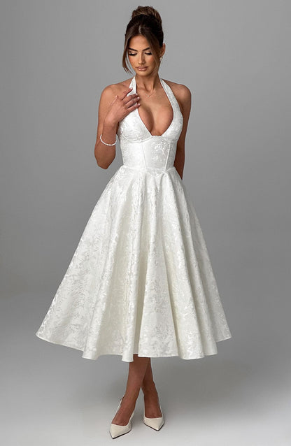 Haven Women's Midi Dress | Elegant Halter Neck, Perfect for Summer Weddings 3