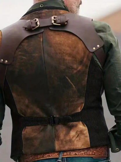 Hector Men's Black Vest | Stylish Button Front with Shoulder Straps 1