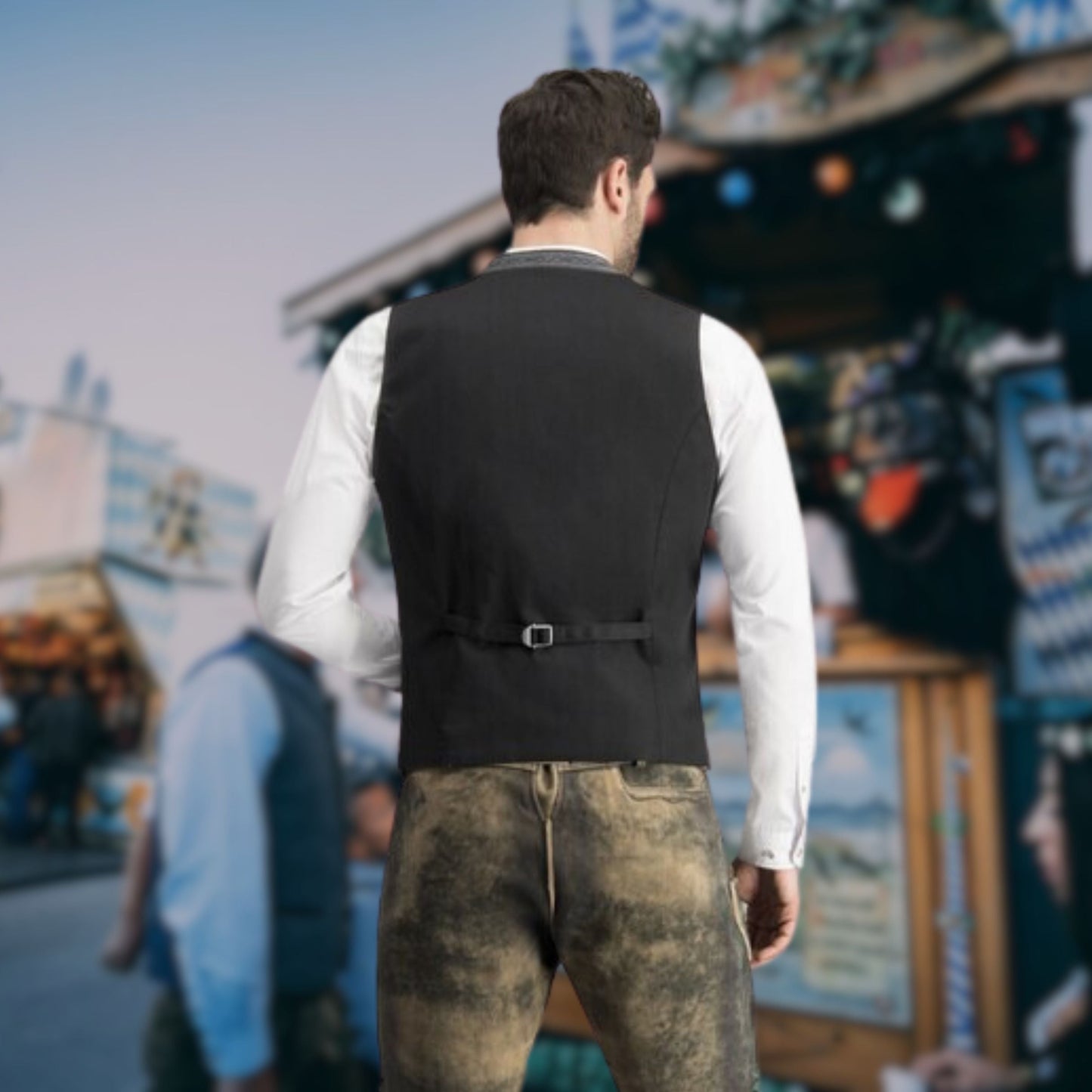 Hector Men's Black Vest | Stylish Polyester Blend, Traditional Design 2