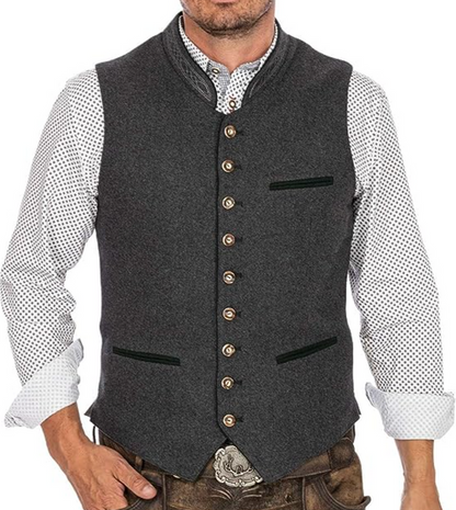 Hector Men's Vest | Tailored Herringbone Design, Gray 0