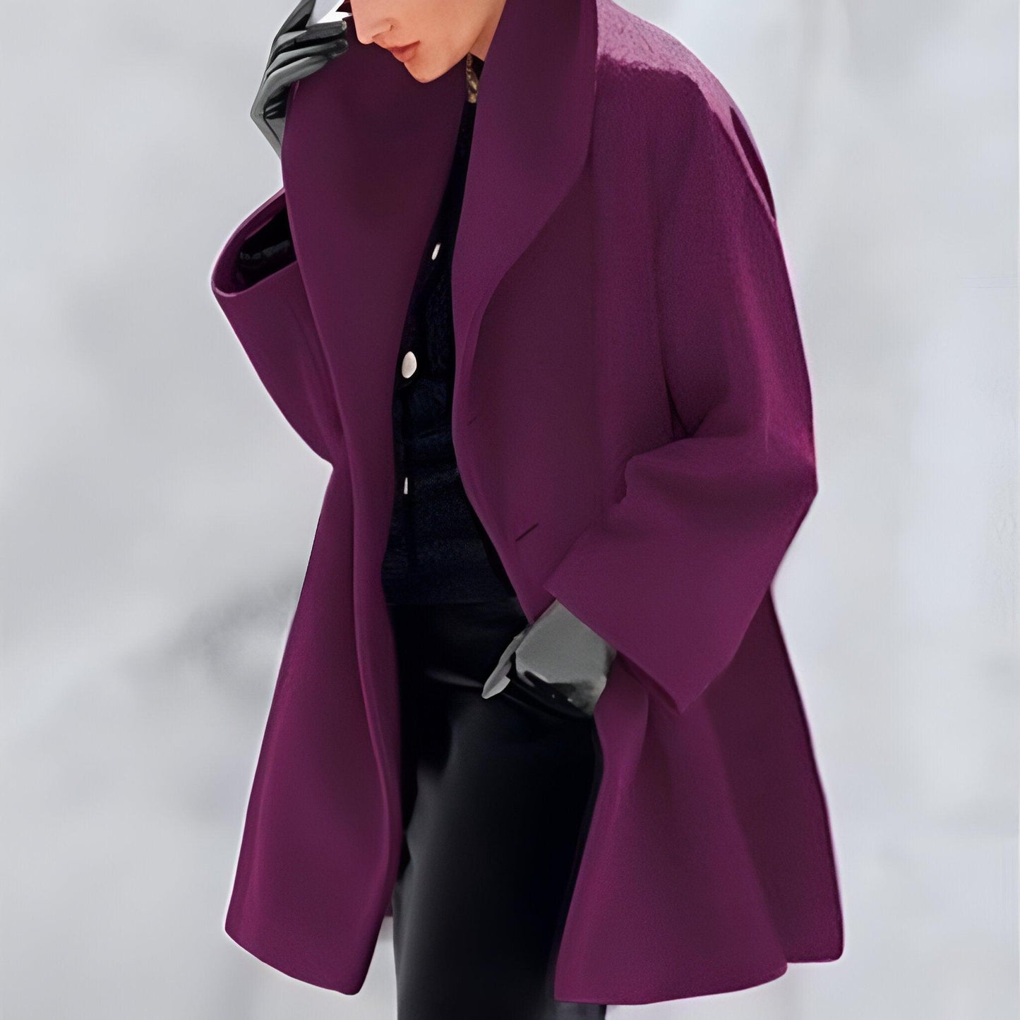 Heidi Women's Coat | Windproof Polyester Blend, Elegant Shawl Collar 4