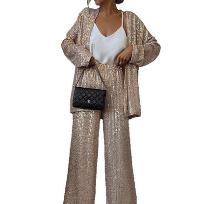 Hera Women's Blazer Suit | Shimmering Sequins, Wide Leg 5