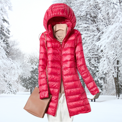 Hera Women's Puffer Jacket | Ultralight Down, Removable Hood 5