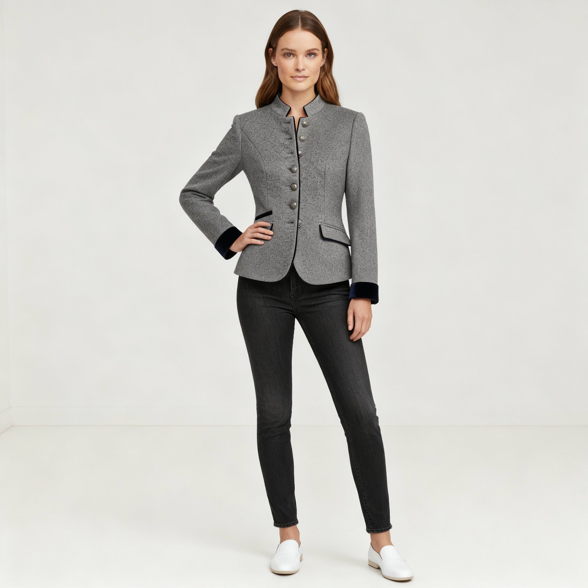 Hera Women's Wool Jacket | Modern Street Style, Multi-Button Design 1