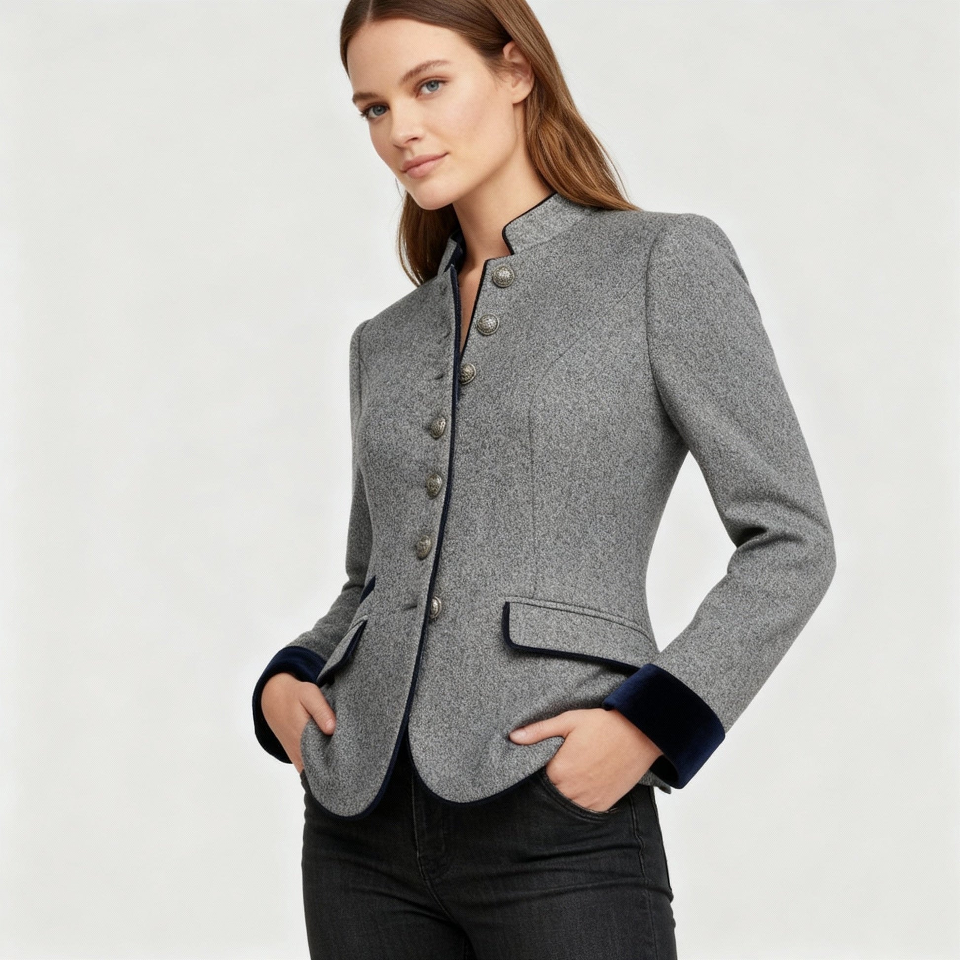 Hera Women's Wool Jacket | Modern Street Style, Multi-Button Design 4