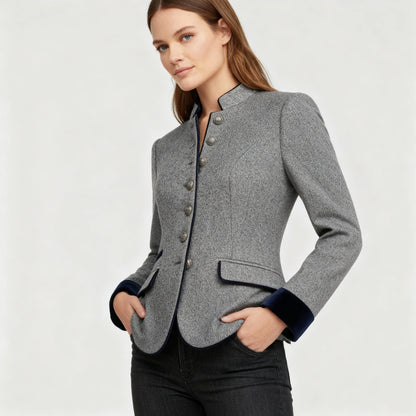 Hera Women's Wool Jacket | Modern Street Style, Multi-Button Design 4