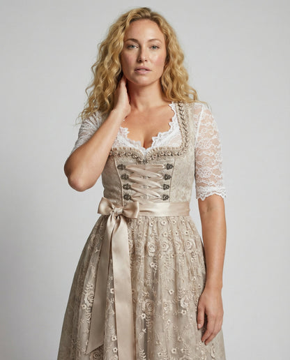 Hilda Women's Dirndl Dress | Lace-Up Bodice, Floral Design 2