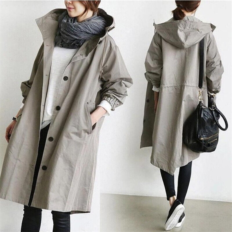 Holly Women's Hooded Trench Coat | Breathable Cotton Blend, Elegant Design 8