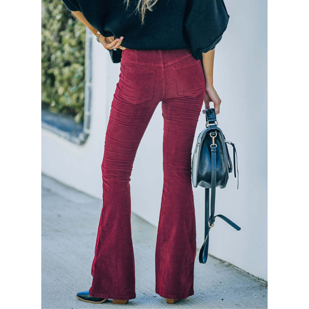 Holly Women's Wide Leg Pants | High Waist Corduroy, Figure-Flattering 3