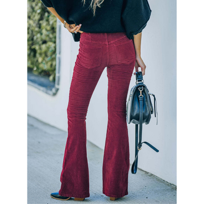Holly Women's Wide Leg Pants | High Waist Corduroy, Figure-Flattering 3
