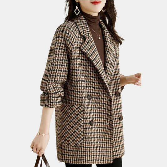 Holly Women's Winter Coat | Elegant Checked Design 1