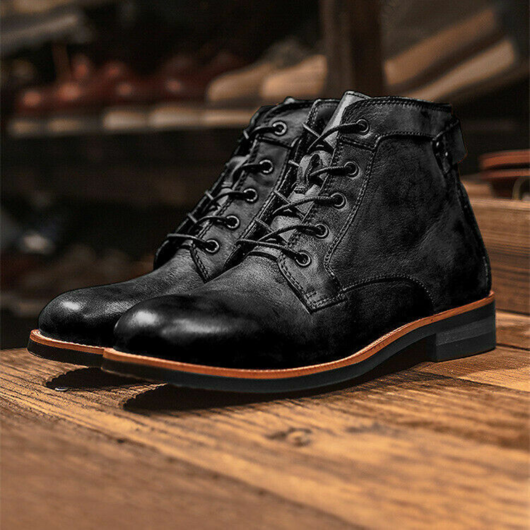 Hugh Men's Retro Lace-Up Boots | Vintage Style, Comfortable Fit 0