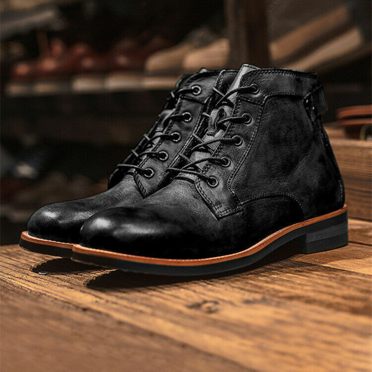 Hugh Men's Retro Lace-Up Boots | Vintage Style, Comfortable Fit 0