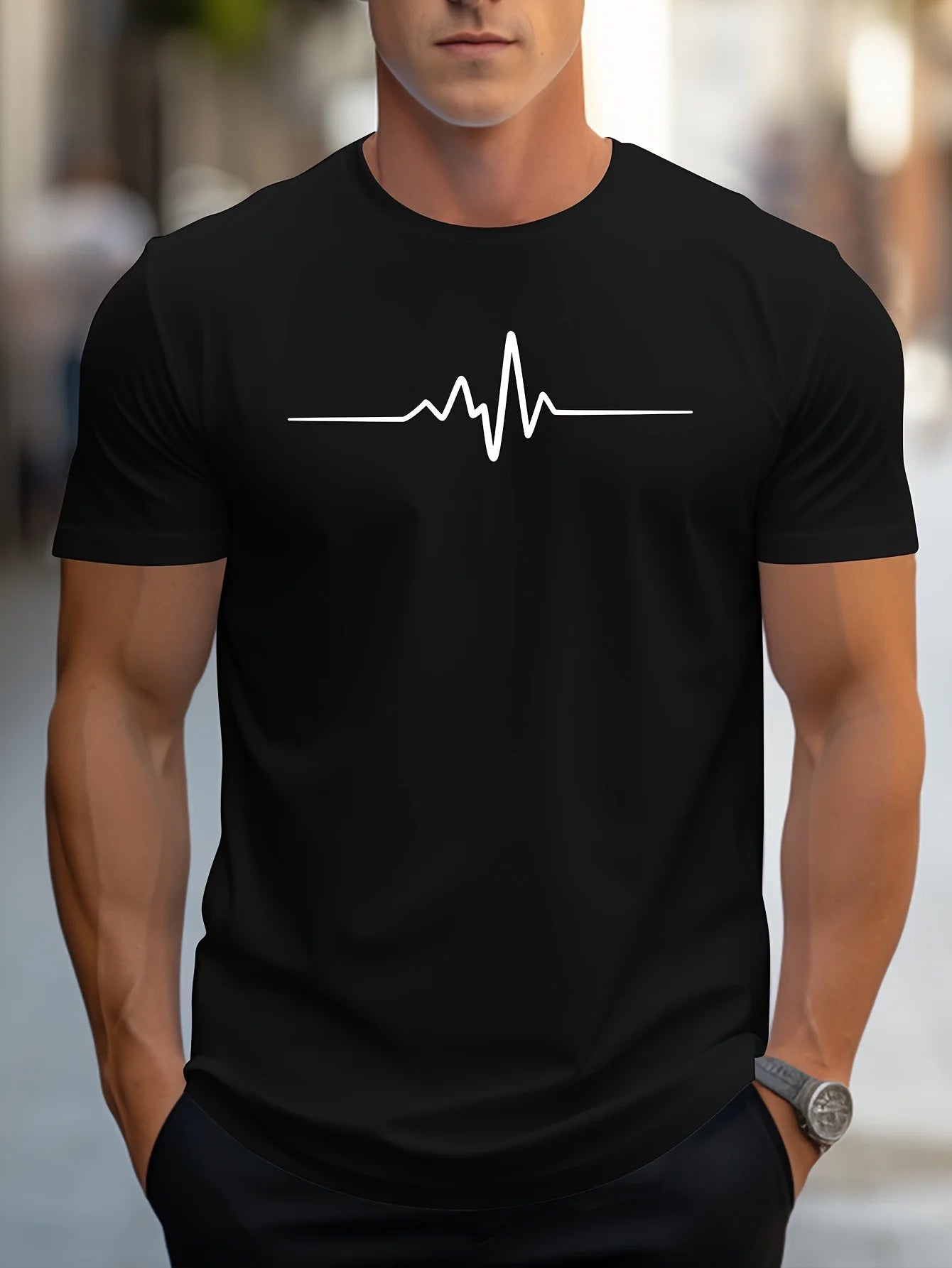 Hugo Men's T-Shirt | Heartbeat Print, Slim Fit 2