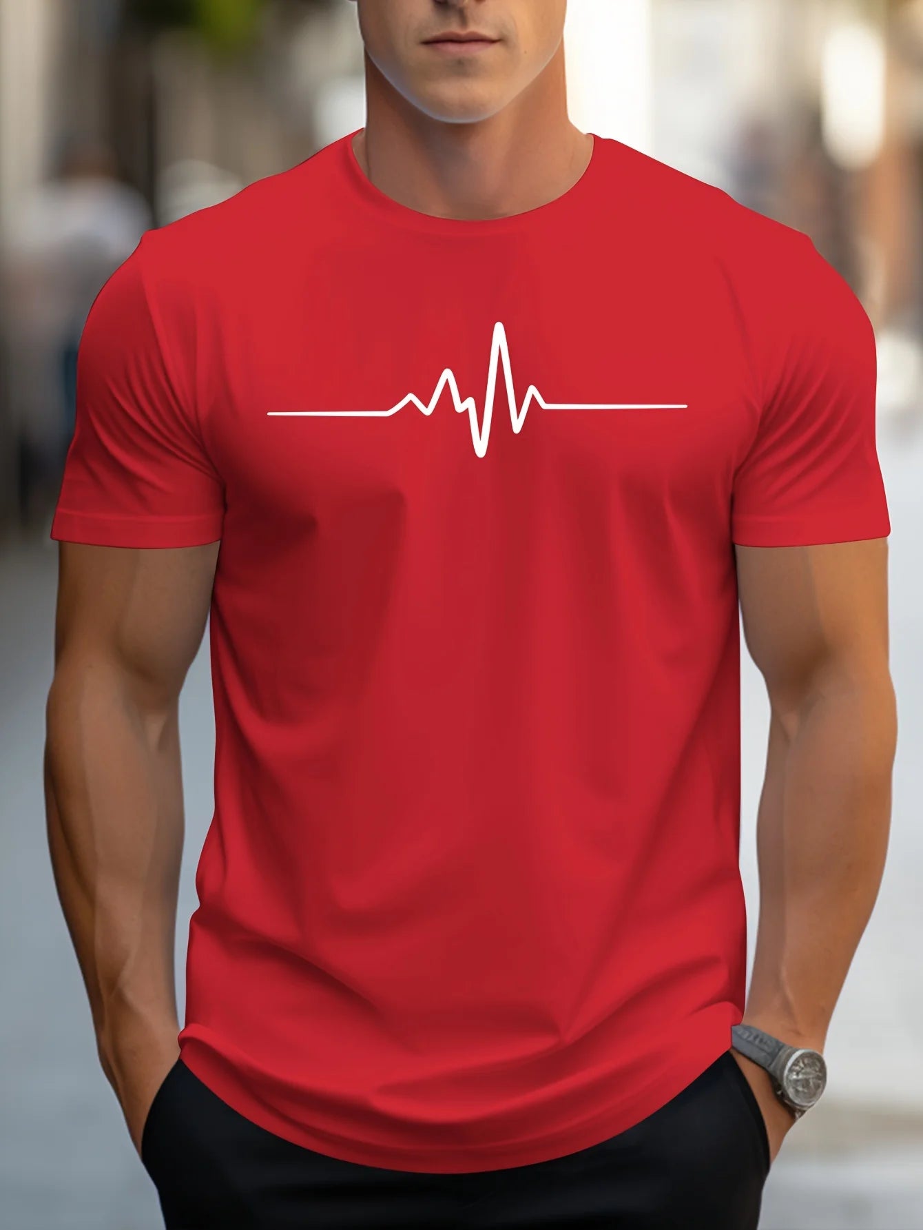 Hugo Men's T-Shirt | Heartbeat Print, Slim Fit 4