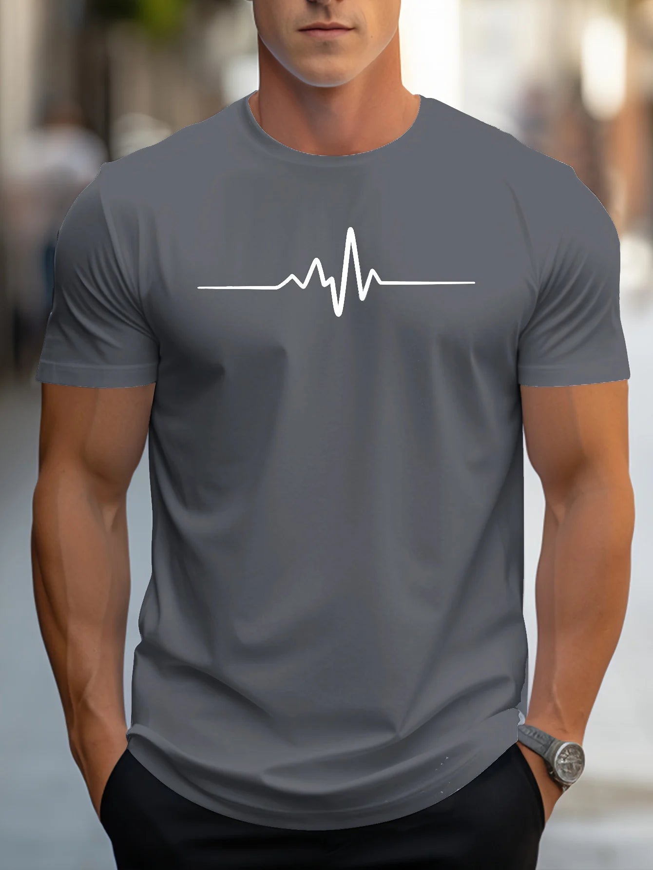 Hugo Men's T-Shirt | Heartbeat Print, Slim Fit 5