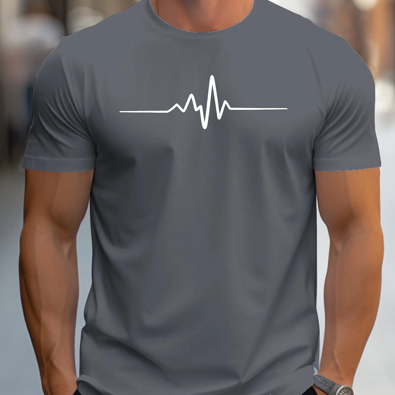 Hugo Men's T-Shirt | Heartbeat Print, Slim Fit 7