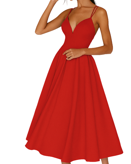 Isabella Women's Midi Dress | Elegant Strappy Design for Summer & Cocktail Events 0