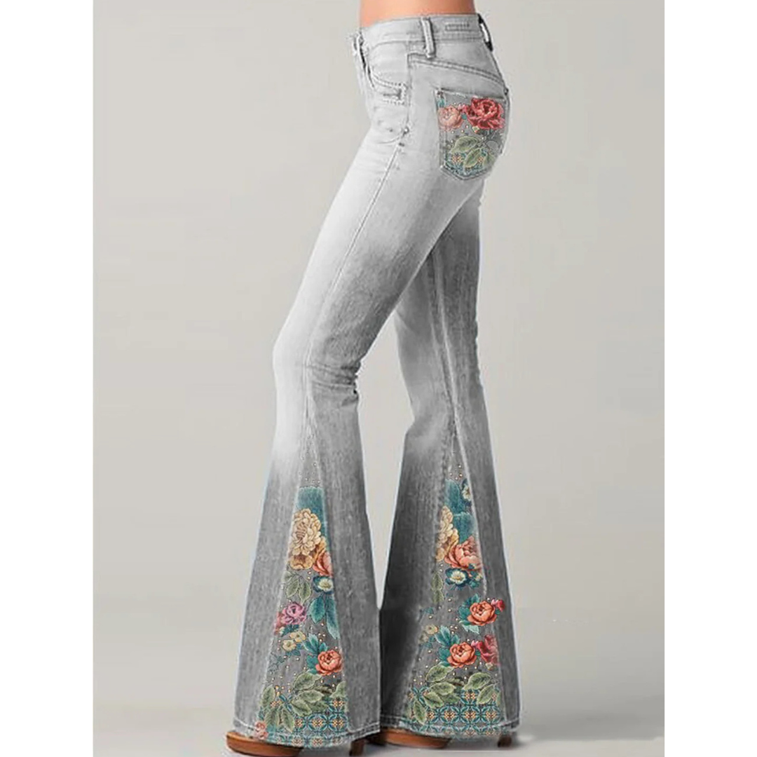 Ivy Women's Flare Jeans | Vintage Floral Embroidery, Trendy Fit 1