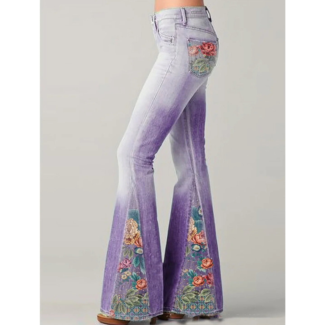 Ivy Women's Flare Jeans | Vintage Floral Embroidery, Trendy Fit 2