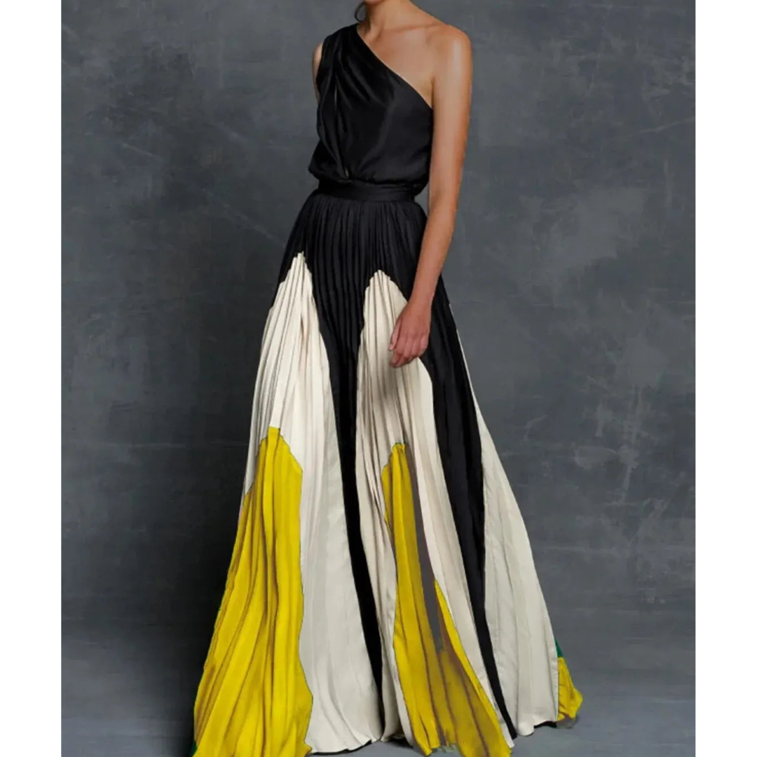 Ivy Women's Maxi Dress | One-Shoulder Pleated Elegance 0