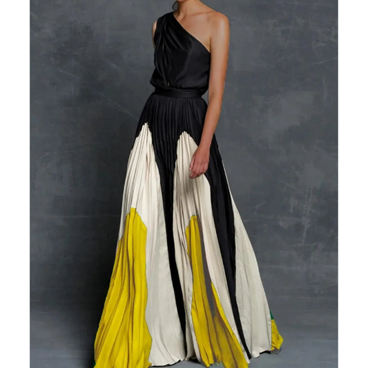 Ivy Women's Maxi Dress | One-Shoulder Pleated Elegance 0