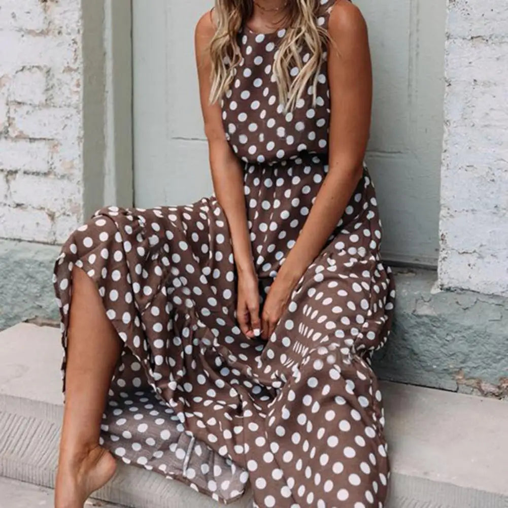 Ivy Women's Summer Dress | Polka Dot Pattern, Sleeveless Casual Style 0